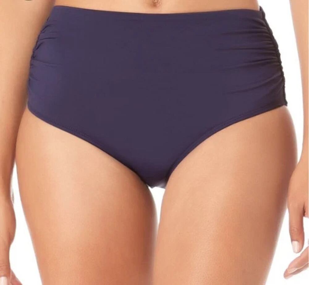 Anne Cole Womens Shirred Bikini Swim Bottom, Navy, Size M 4229